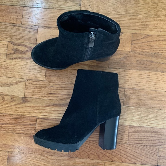 BCBGeneration Black Chunky Suede Ankle Boots - Picture 2 of 10